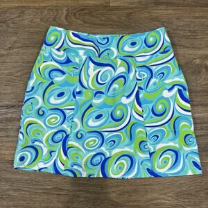 IBKUL Emma Turquoise Multicolor Geometric Print Skort UPF 50 Skirt Size S